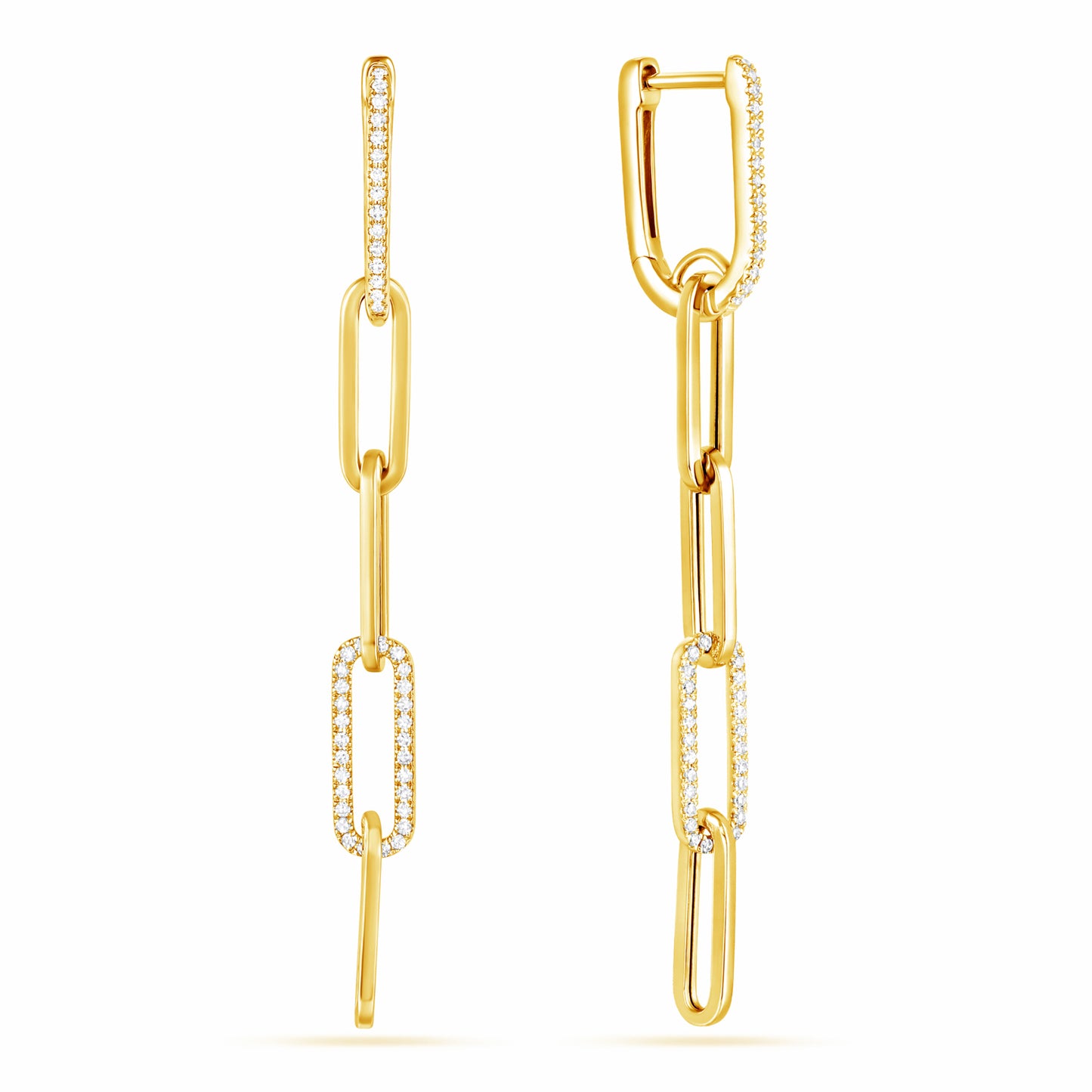 Paperclip Link Diamond Drop Earrings