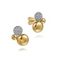 14K Two Toned Bujukan And Pave Diamond Stud Earrings