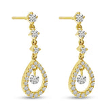 14K Pear Shaped Drop Diamond Stud Earrings