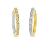 14K Reversible Medium Diamond Huggie Earrings