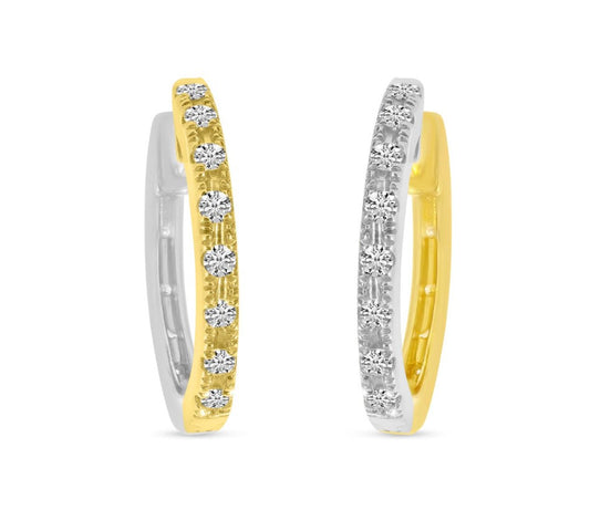 14K Reversible Large Diamond Huggie Earrings