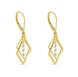 14K Double Pear Shape Drop Earrings with Dashing Diamonds
