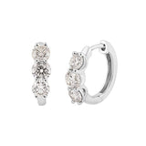 14K White Gold Huggie Hoop Diamond Earrings