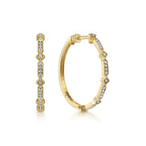 14K Yellow Gold Diamond Classic Hoop Earrings 30mm