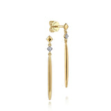 14K Yellow Gold Diamond & Spike Drop Earrings