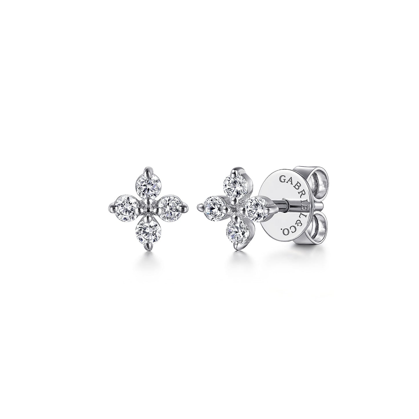 14K White Gold Diamond Stud Earrings