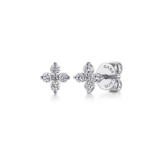 14K White Gold Diamond Stud Earrings