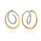 14K Yellow & White Gold Diamond Swirl Bypass Hoop Earrings