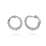 14K White Gold Diamond Bypass Hoop Earrings