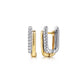 14K Yellow & White Gold Diamond Double Row Cushion Shaped Huggie Earrings