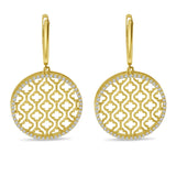 14K Yellow & White Gold Lightweight Diamond Disc Drop Earrings