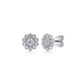 14K White Gold Diamond Flower Stud Earrings