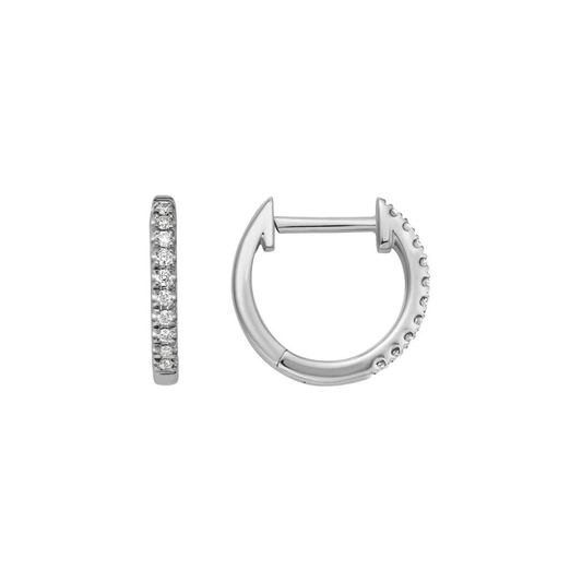 14K Diamond Huggie Hoops