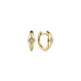 14K Diamond Huggie Hoop Earrings