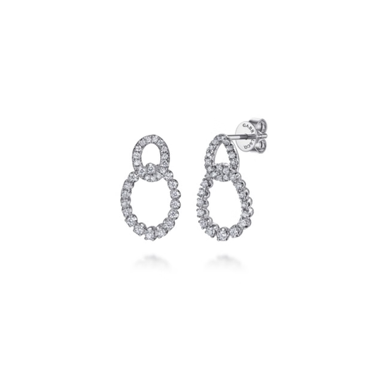 14KW Diamond Link Stud Drop Earrings