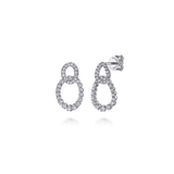 14KW Diamond Link Stud Drop Earrings