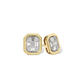 14K Baguette & Round Diamond Cluster Emerald Shape Stud Earrings