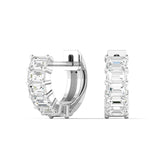 14K White Gold Lab Grown Emerald Cut Diamond Mini Huggie Earrings