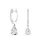 14K White Gold Lab Grown Diamond Pear Droplet Hoop Dangle Earrings