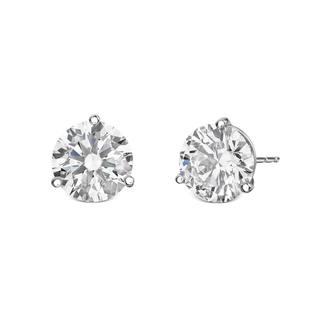 14K White Gold 2.00ctw Lab Grown Diamond Stud Three-Prong Earrings