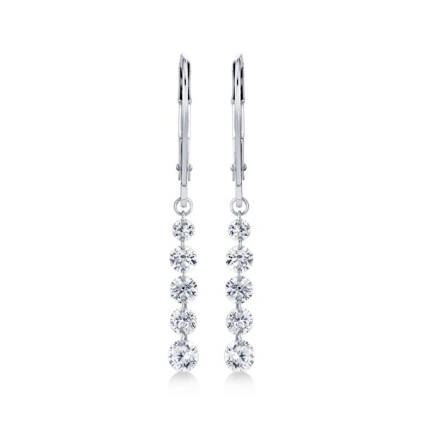 14K White Gold Lab Grown Diamond Dancer Drop Earrings