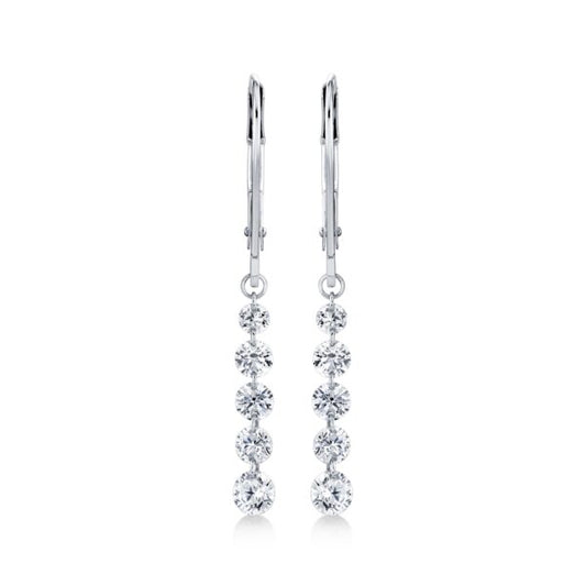 14K White Gold Lab Grown Diamond Dancer Drop Earrings