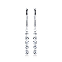 14K White Gold Lab Grown Diamond Dancer Drop Earrings