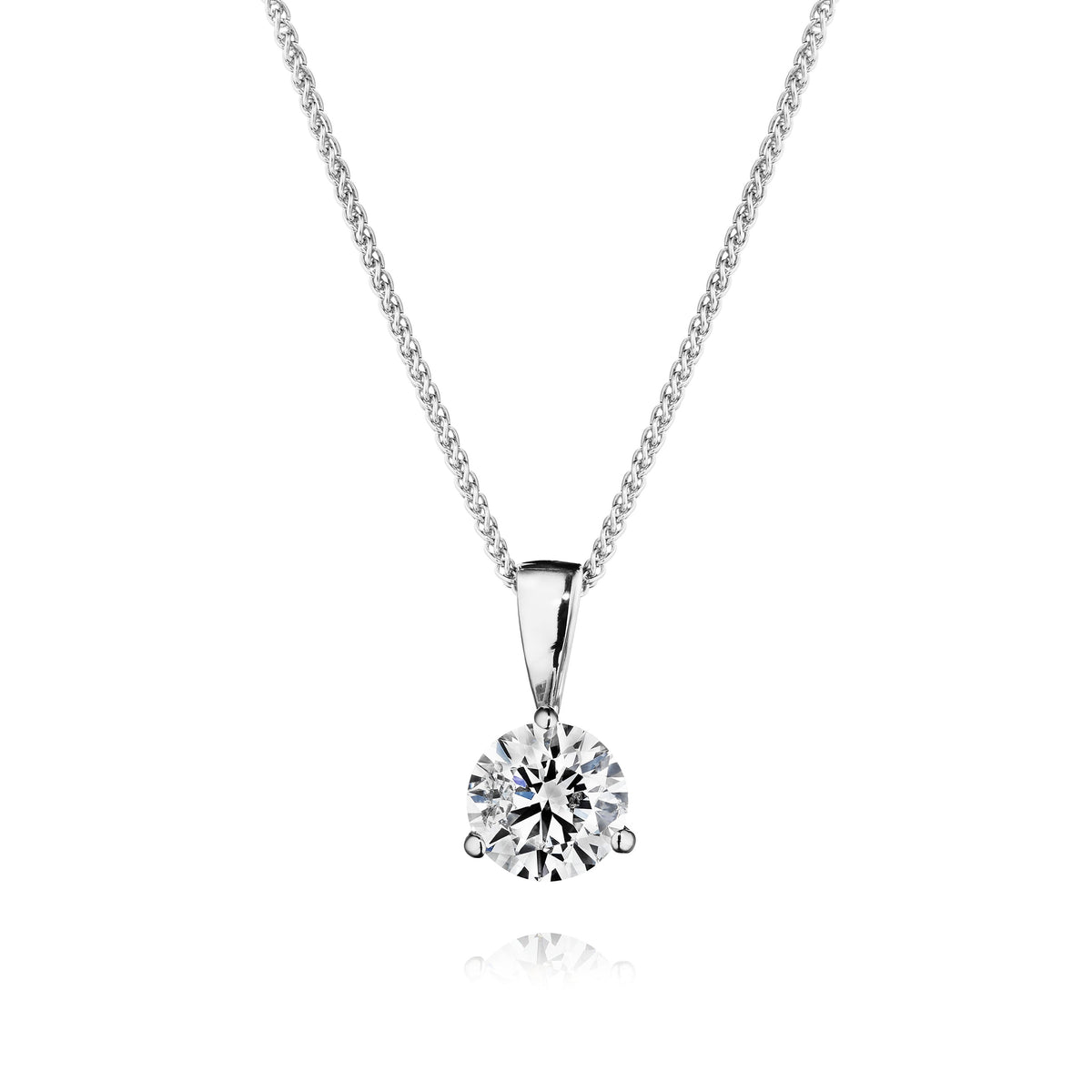 14kt White Gold Lab Grown Diamond Solitaire Necklace 1.00ctw