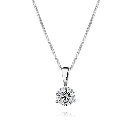 14kt White Gold Lab Grown Diamond Solitaire Necklace 1.00ctw