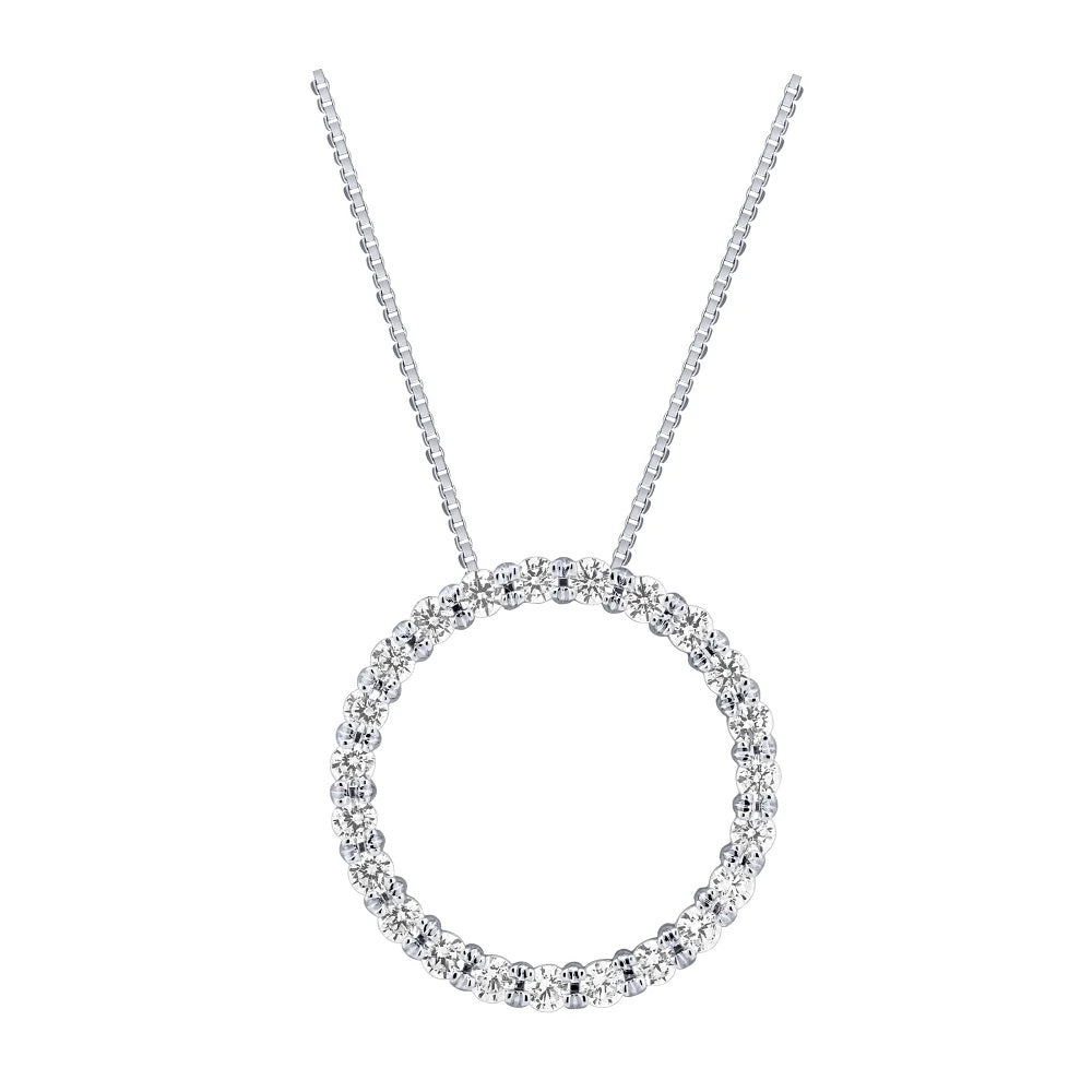 14K Diamond Circle Pendant  0.50ctw