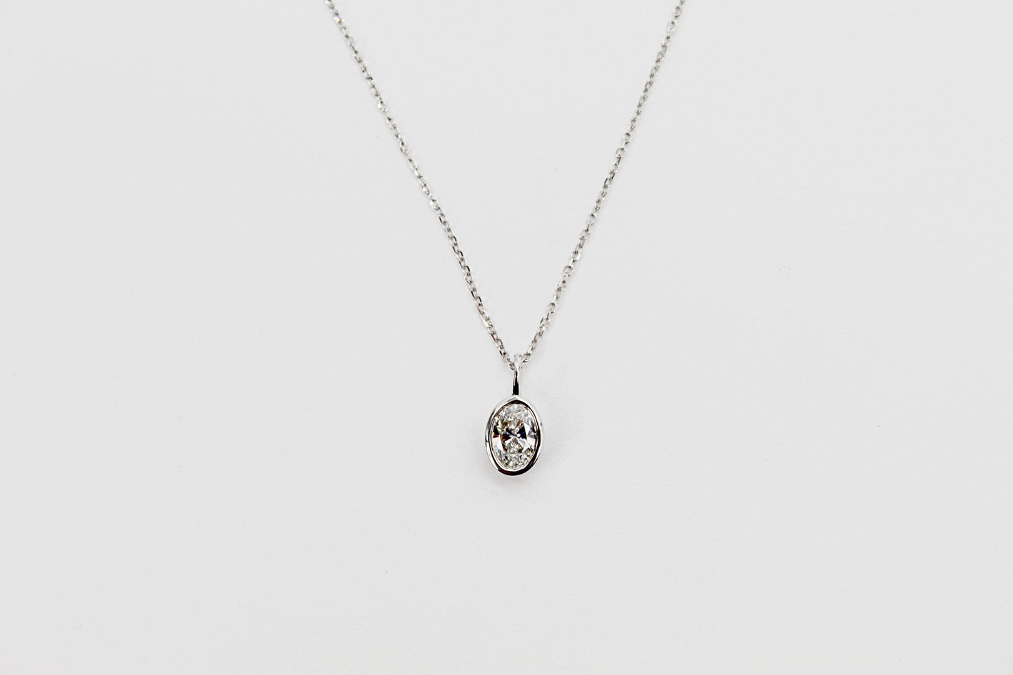 0.25Ct Lab Grown Oval Brilliant Diamond Bezel Pendant