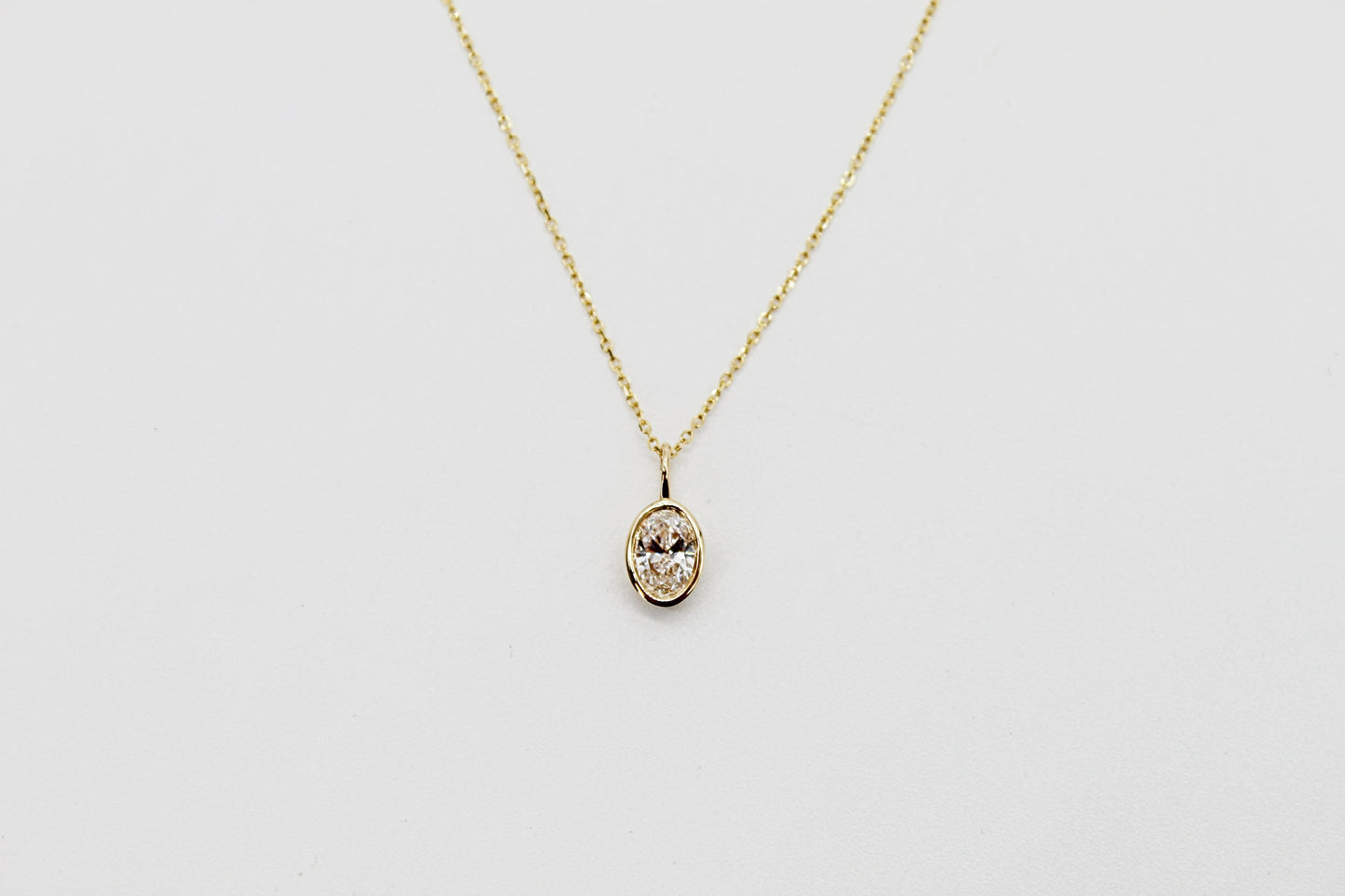 0.25Ct Lab Grown Oval Brilliant Diamond Bezel Pendant