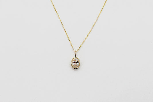 0.25Ct Lab Grown Oval Brilliant Diamond Bezel Pendant