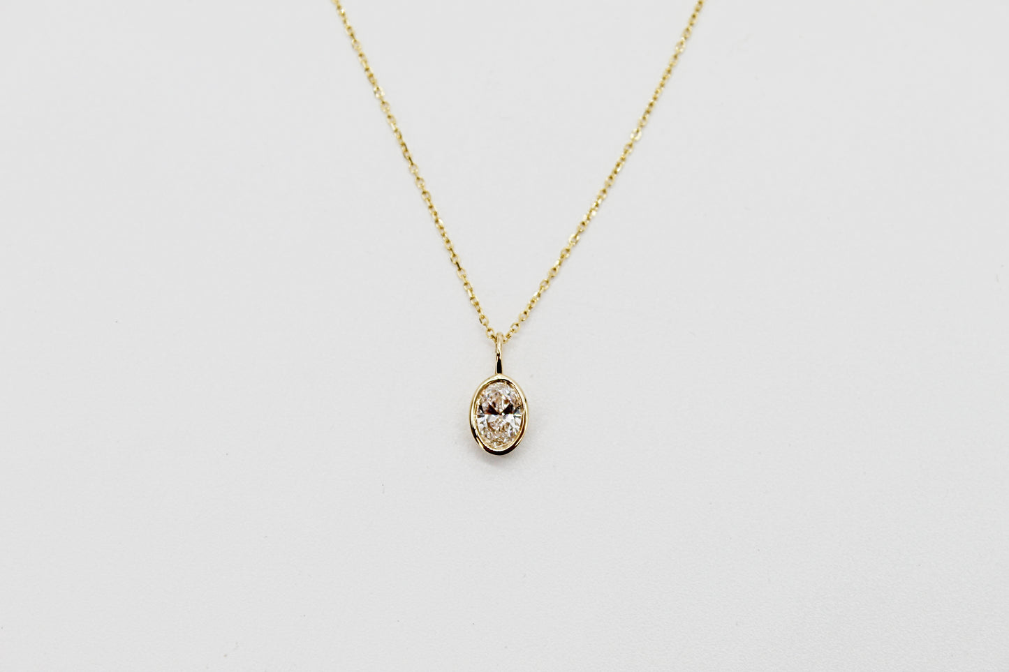 0.75Ct Lab Grown Oval Brilliant Diamond Bezel Pendant