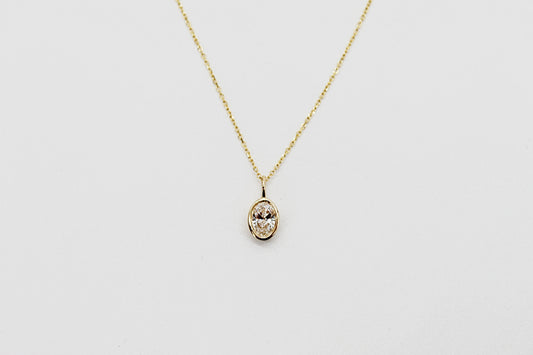 0.75Ct Lab Grown Oval Brilliant Diamond Bezel Pendant