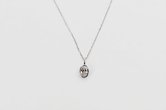 0.75Ct Lab Grown Oval Brilliant Diamond Bezel Pendant