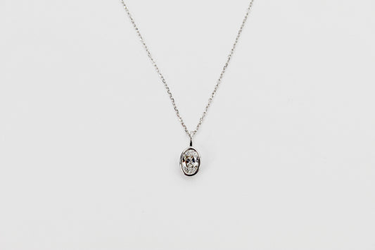 0.75Ct Lab Grown Oval Brilliant Diamond Bezel Pendant