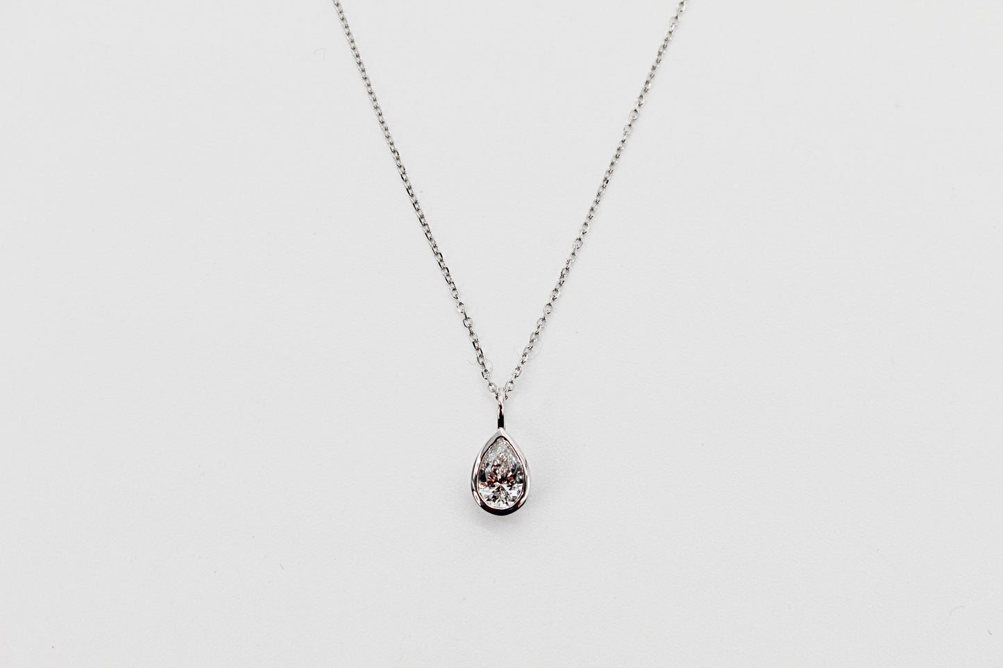0.25Ct Lab Grown Pear Shaped Diamond Bezel Pendant