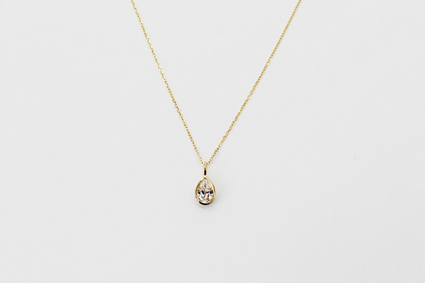 0.25Ct Lab Grown Pear Shaped Diamond Bezel Pendant