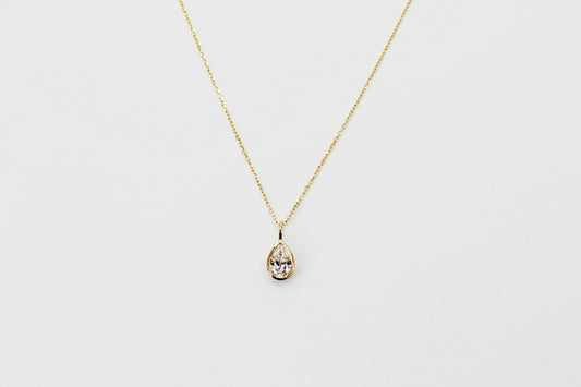 0.50Ct Lab Grown Pear Shaped Diamond Bezel Pendant