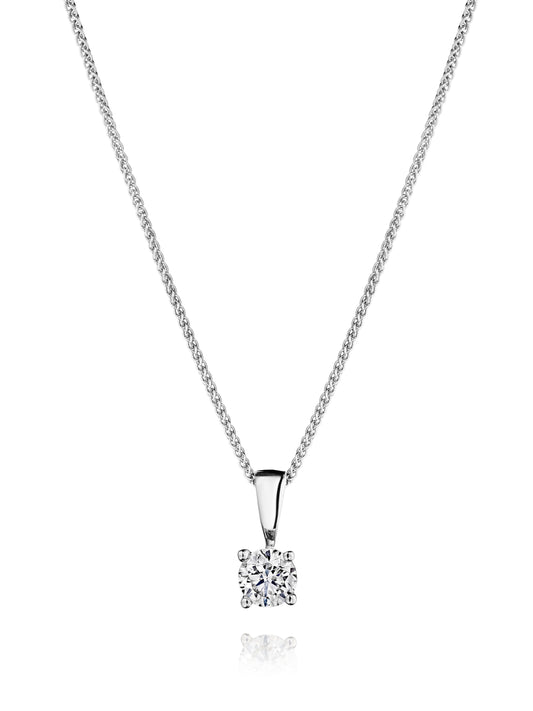 14kt White Gold 1.00ct Diamond Solitaire Pendant Necklace