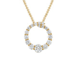 14K Yellow Gold Graduated Diamond Circle Pendant
