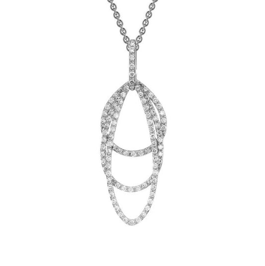 14K White Gold Three Layered Tear Drops Diamond Pendan