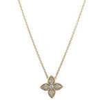 14K Milgrain Floral Diamond Pendant Necklace