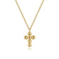 14K Yellow Gold Bujukan Cross Pendant Necklace 17.5-Inch