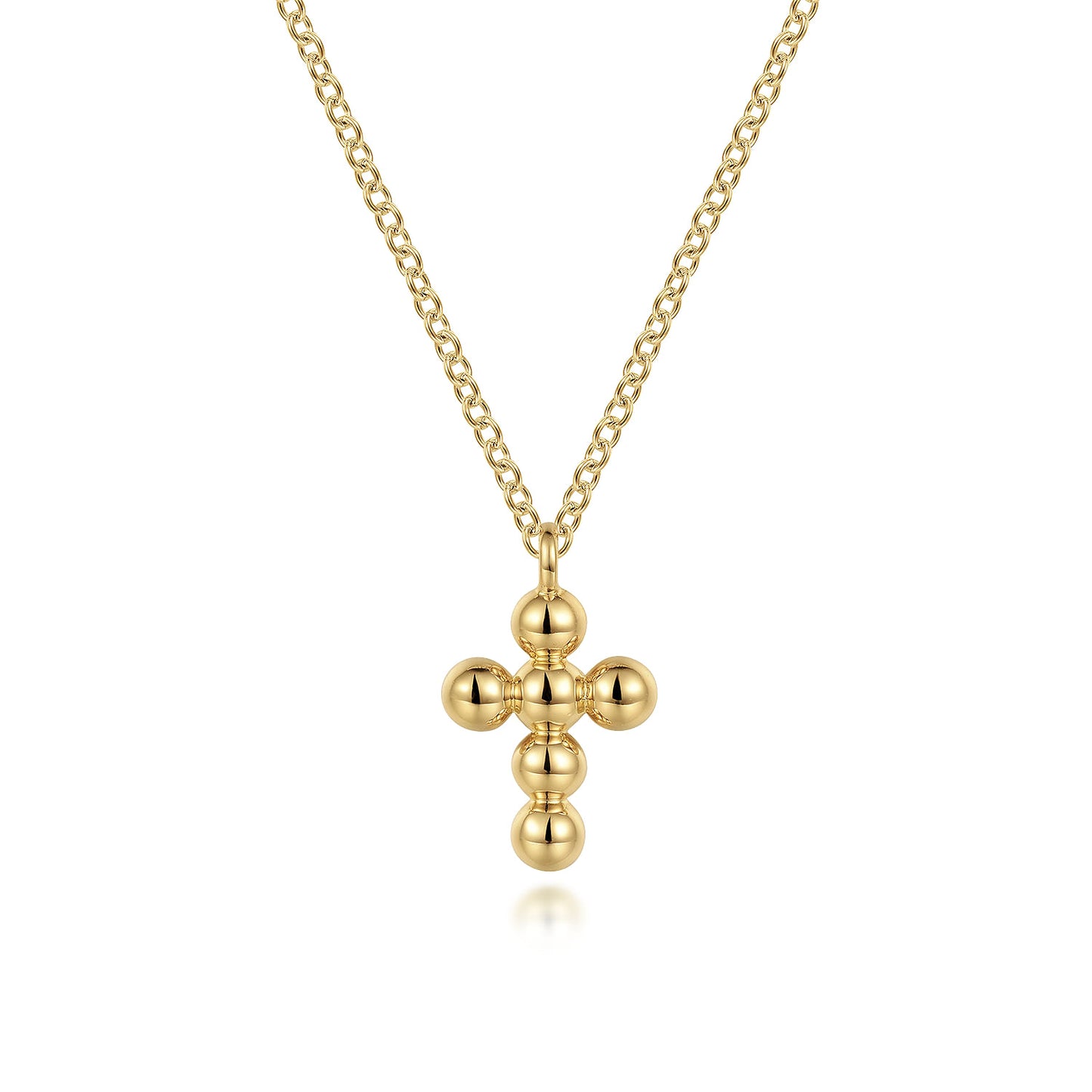 14K Yellow Gold Bujukan Cross Pendant Necklace 17.5-Inch