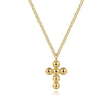 14K Yellow Gold Bujukan Cross Pendant Necklace 17.5-Inch