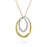 14K Yellow & White Gold Diamond Swirl Pendant Necklace