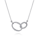 14K White Gold Diamond Interlocking Oval Link Diamond Necklace
