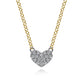 14K Yellow & White Pave Diamond Heart Pendant Necklace